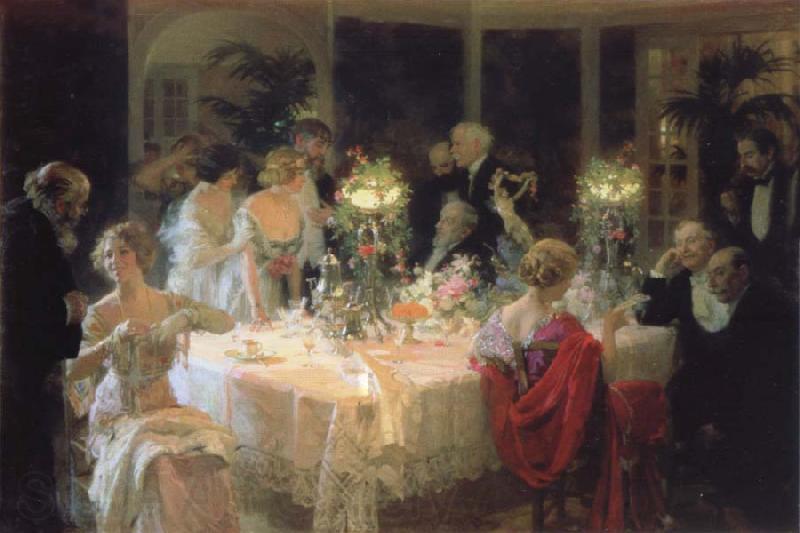 Jules-Alexandre Grun The end of the supper Norge oil painting art